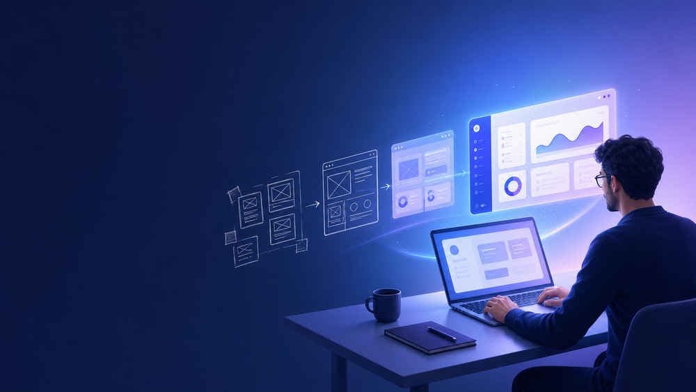 Founder building an MVP — from wireframes to a live product dashboard